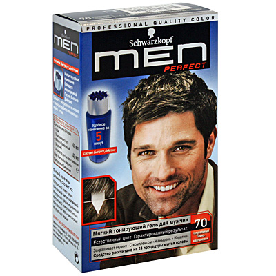 Тонирующий гель для мужчин "Men Perfect" 70 Натуральный темно-каштановый перед применением любых окрашивающих средств инфо 1822h.