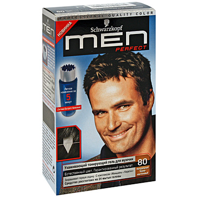 Тонирующий гель для мужчин "Men Perfect" 80 Натуральный черно-каштановый перед применением любых окрашивающих средств инфо 1826h.